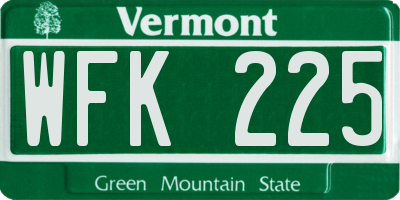 VT license plate WFK225