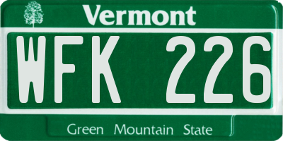 VT license plate WFK226