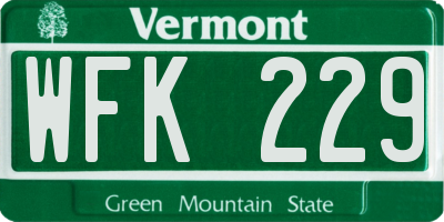VT license plate WFK229