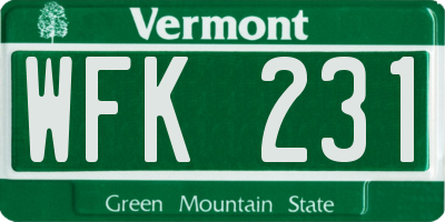 VT license plate WFK231