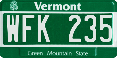 VT license plate WFK235