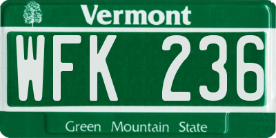 VT license plate WFK236