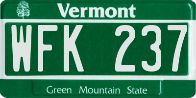 VT license plate WFK237