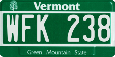 VT license plate WFK238