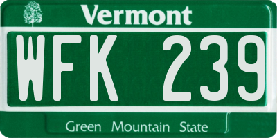 VT license plate WFK239