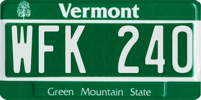VT license plate WFK240