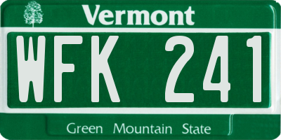 VT license plate WFK241
