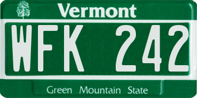 VT license plate WFK242
