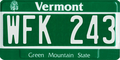 VT license plate WFK243