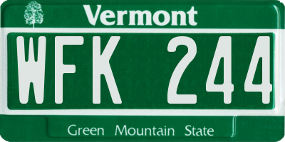 VT license plate WFK244