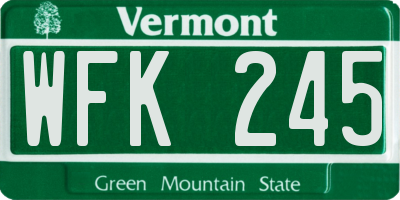 VT license plate WFK245