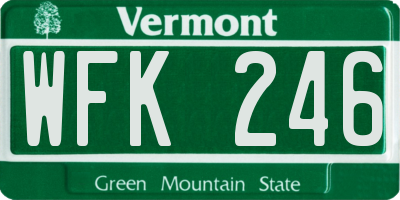 VT license plate WFK246