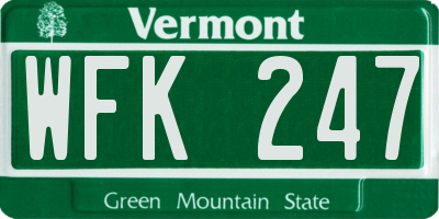 VT license plate WFK247