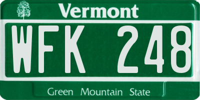 VT license plate WFK248