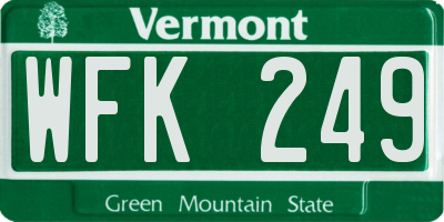 VT license plate WFK249