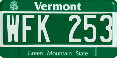 VT license plate WFK253