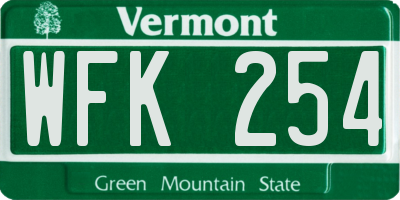 VT license plate WFK254