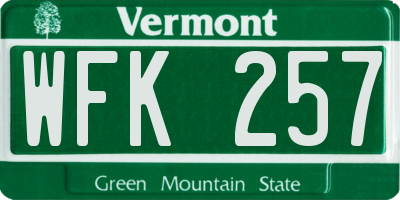 VT license plate WFK257