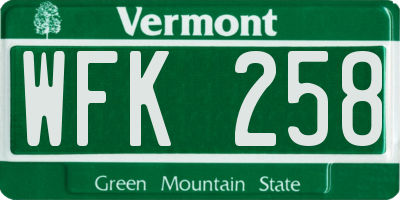 VT license plate WFK258