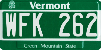 VT license plate WFK262
