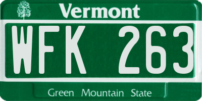 VT license plate WFK263