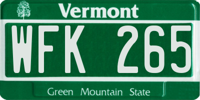 VT license plate WFK265