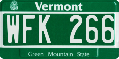 VT license plate WFK266