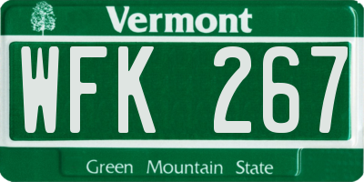 VT license plate WFK267