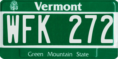 VT license plate WFK272
