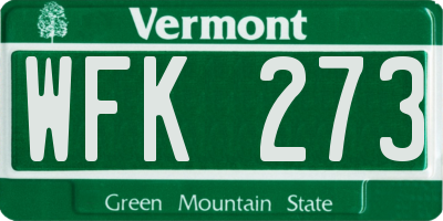VT license plate WFK273