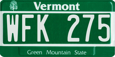 VT license plate WFK275
