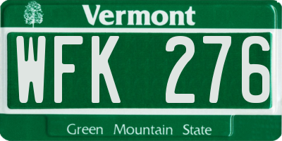 VT license plate WFK276