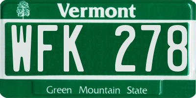VT license plate WFK278