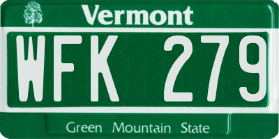 VT license plate WFK279
