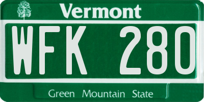VT license plate WFK280