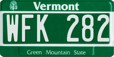 VT license plate WFK282