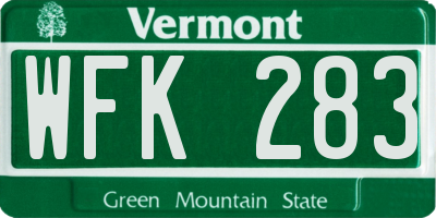 VT license plate WFK283