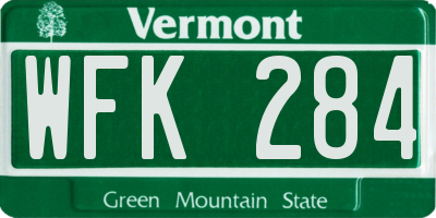 VT license plate WFK284