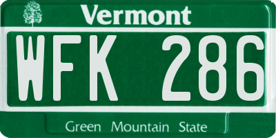 VT license plate WFK286