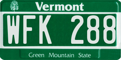 VT license plate WFK288