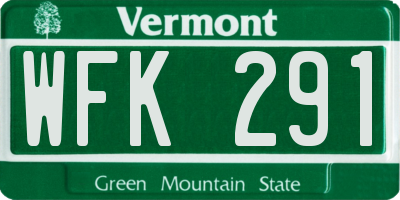 VT license plate WFK291