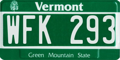 VT license plate WFK293
