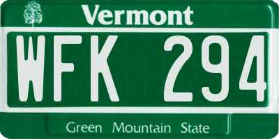 VT license plate WFK294