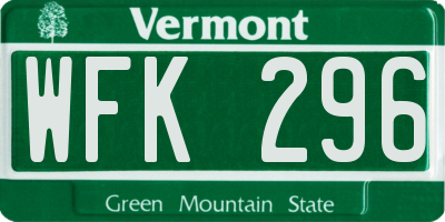 VT license plate WFK296