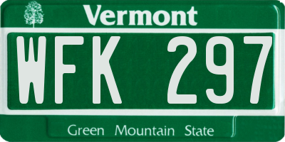 VT license plate WFK297