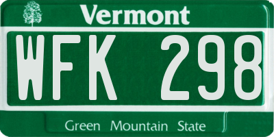 VT license plate WFK298