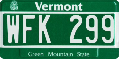 VT license plate WFK299