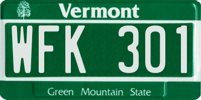 VT license plate WFK301
