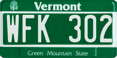 VT license plate WFK302