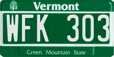 VT license plate WFK303